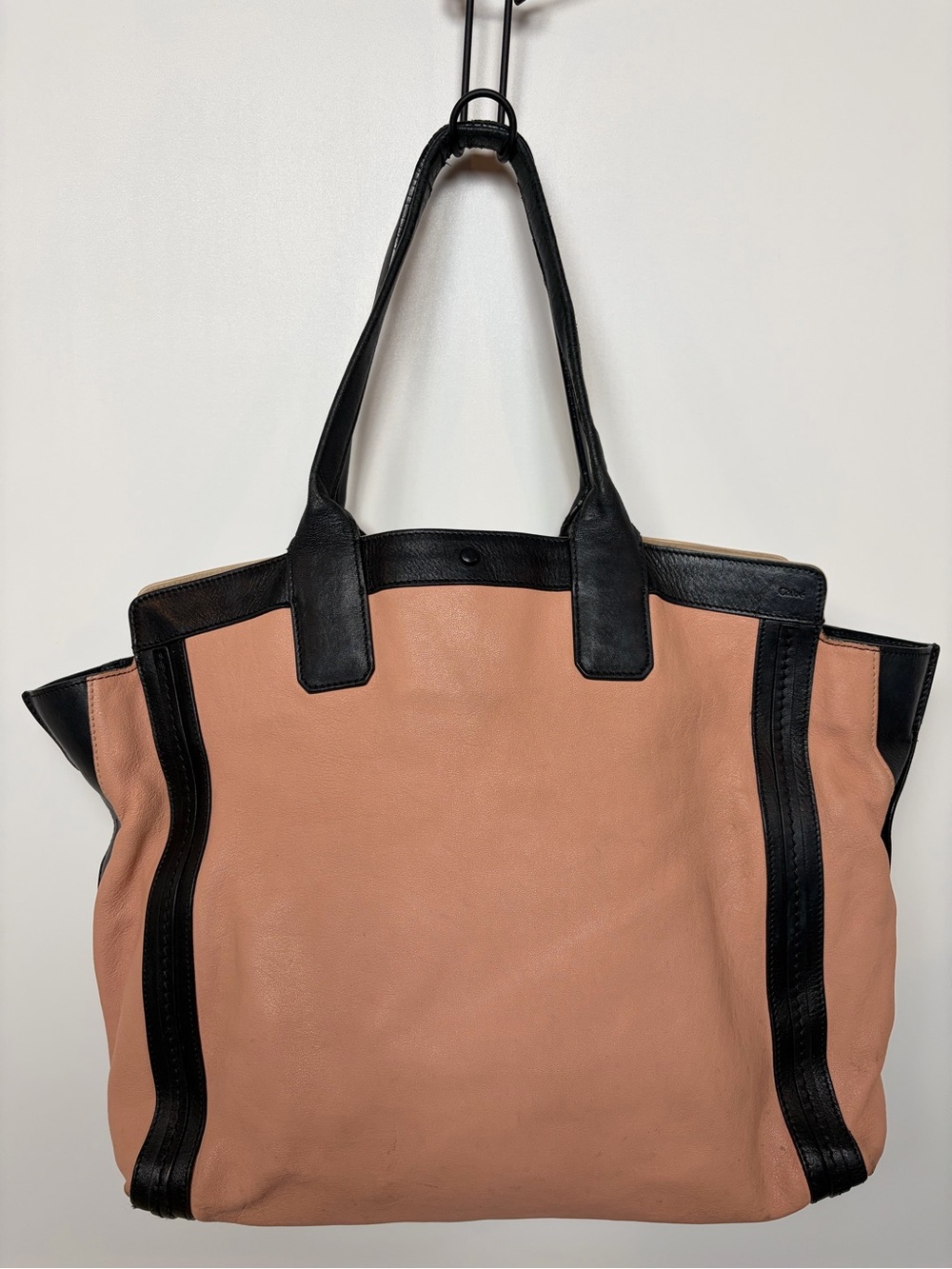 Chloé Alison East-West Colorblock Large Calfskin Tote Pink & Black 2013